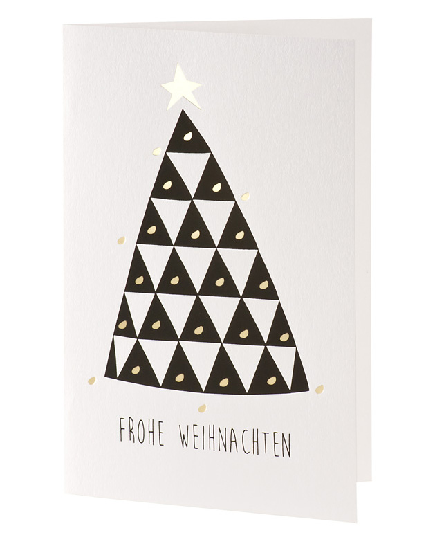 Weihnachtskarte weiß mit Weihnachtsbaum aus Dreiecken