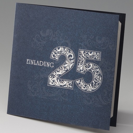 Einladungskarte Jubiläum 25 dunkelblau Silberhochzeit ba982005