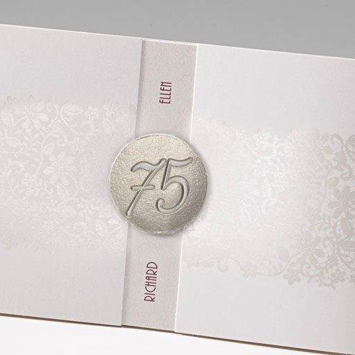 Einladungskarte Jubiläumszahl zum Aufkleben perlmutt metallic
