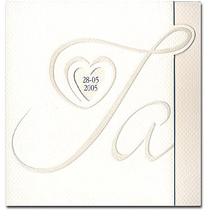 Hochzeitskarte weiß FC391624 mit Schriftzug Ja und Herzstanzung