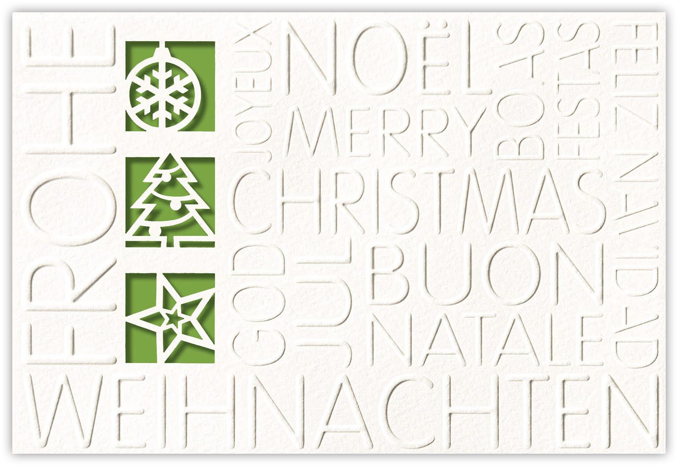 Weihnachtskarte weiß mit Relieftext - Spendenanteil zugunsten der Deutschen Alzheimer Gesellschaft