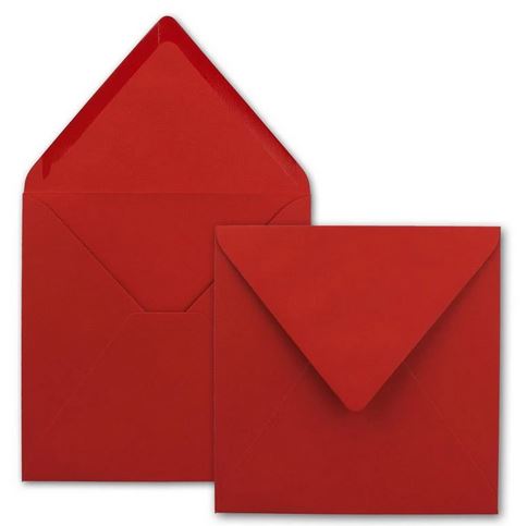 Briefumschlag 15,5 x 15,5 cm rot, nassklebend, quadratisch ohne Fenster