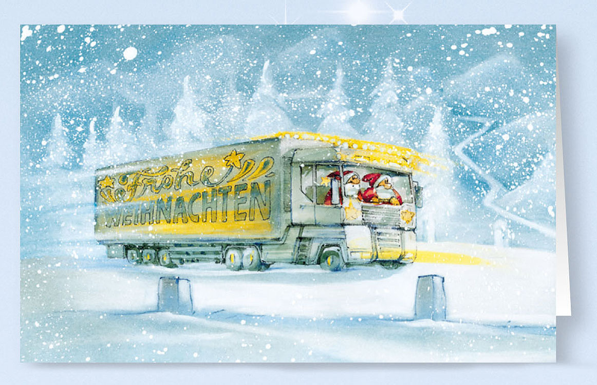 Weihnachtskarte Branchenkarte Spedition LKW Transport