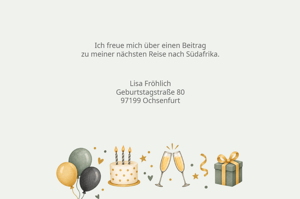 Einladungskarte zum 50. Geburtstag mit stilvollen Party-Icons als Klappkarte mit eigenem Fotodruck auf der Innenseite