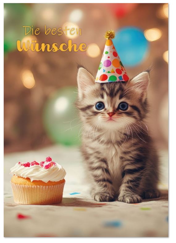 Putzige Glückwunschkarte "Kleiner Gratulant" mit besten Wünschen und Samtpfoten-Grüßen