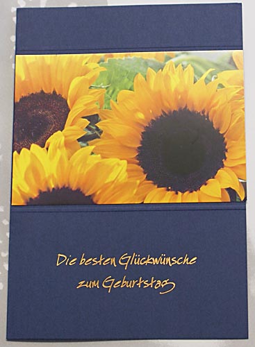 Glückwunschkarte pr256 dunkelblau mit Sonnenblumen-Blüten