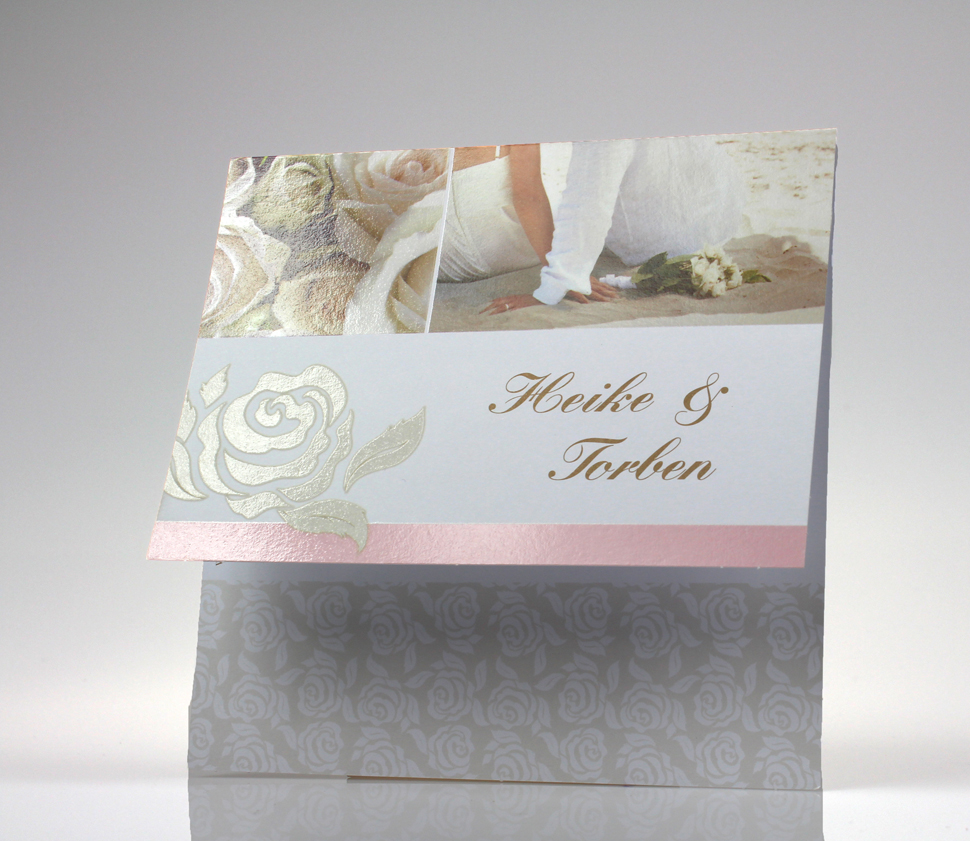 Hochzeitskarte pr8722165 Rosenblüten Hochzeitspaar Sandstrand