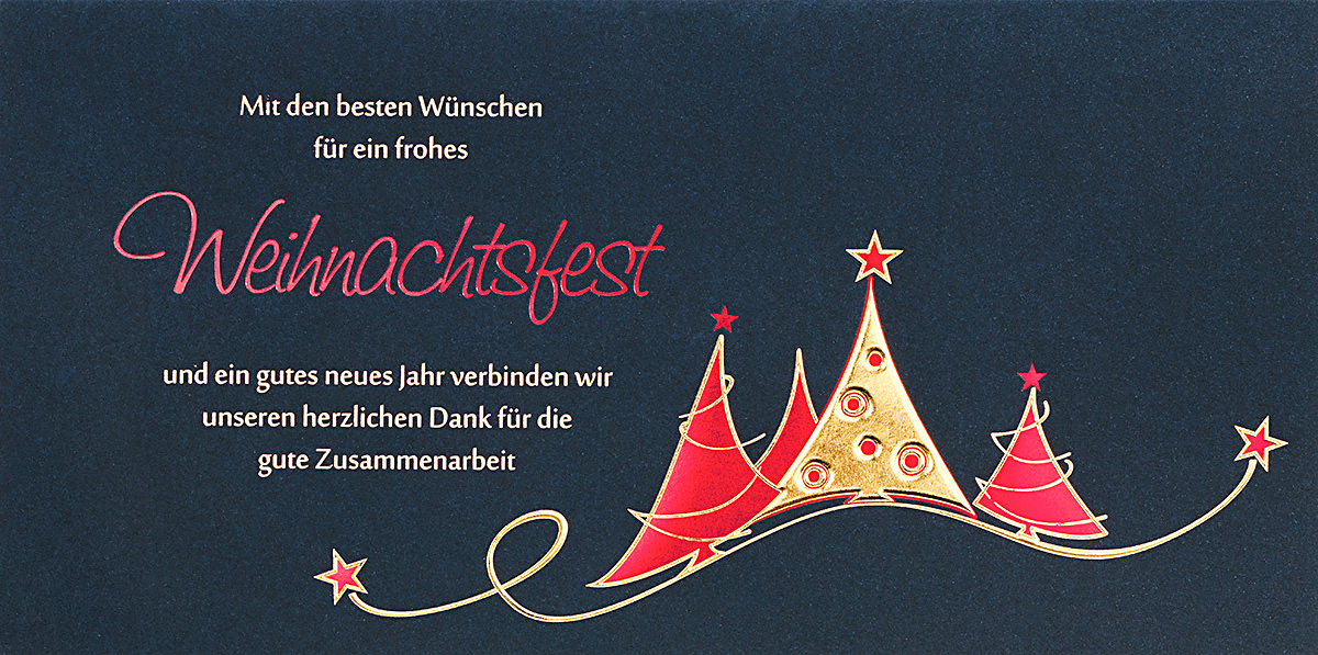 Weihnachtskarte nachtblau mit besten Wünschen u. herzlichem Dank geschäftlich