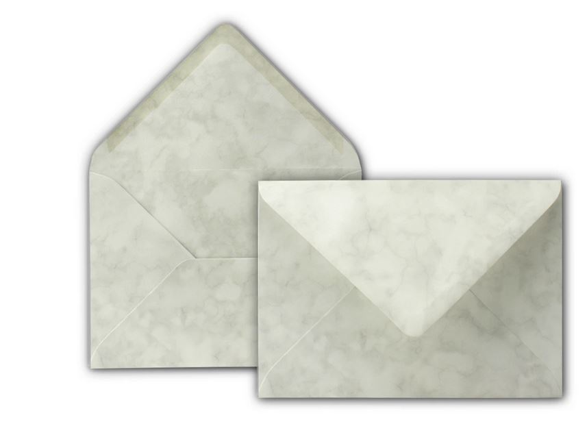 Briefumschlag DIN B6, 17,6 x 12,5 cm in marmor-hellgrau, Nassklebung 
