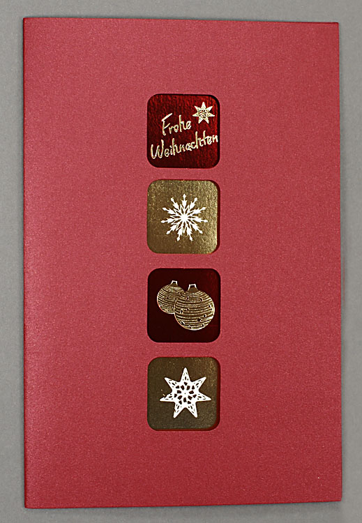 Weihnachtskarte dunkelrot metallic mit Folienprägung
