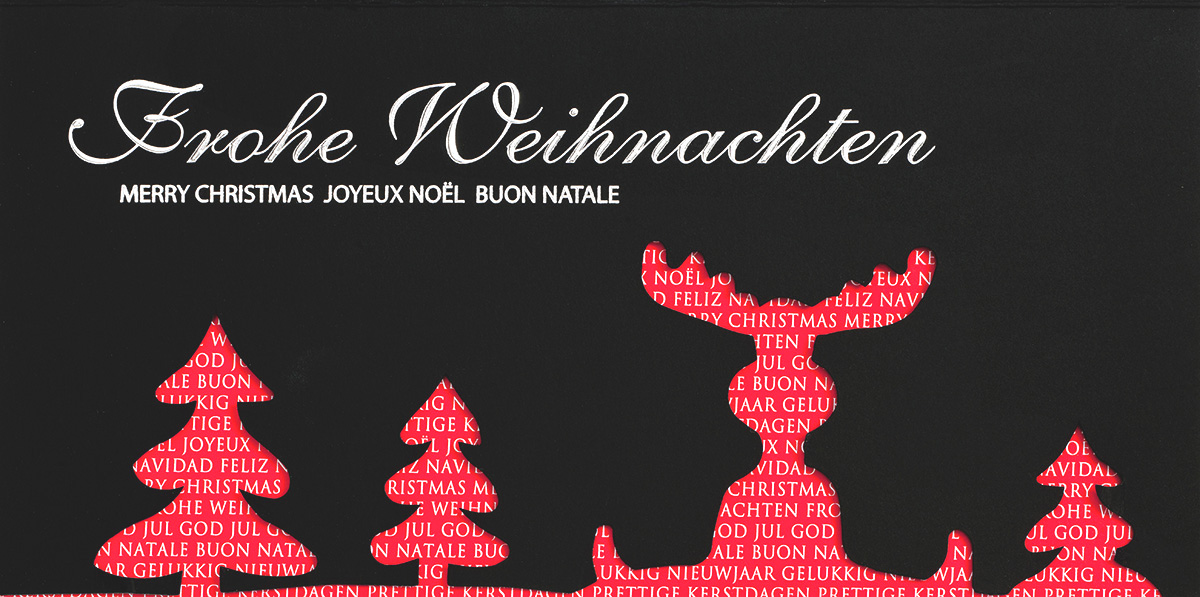 Weihnachtskarte nachtblau mit Konturstanzung und Folienprägung