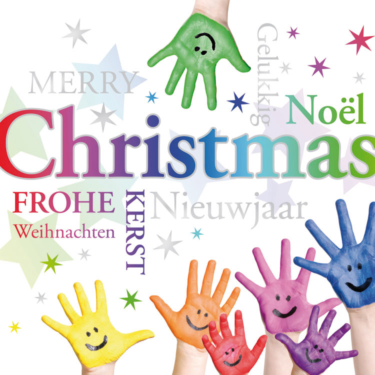 Weihnachtskarte Kinderhände mit Zweck Deutscher Kinderschutzbund