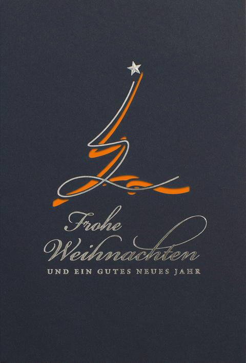 Weihnachtskarte nachtblau mit farbigem Einleger zur Auswahl