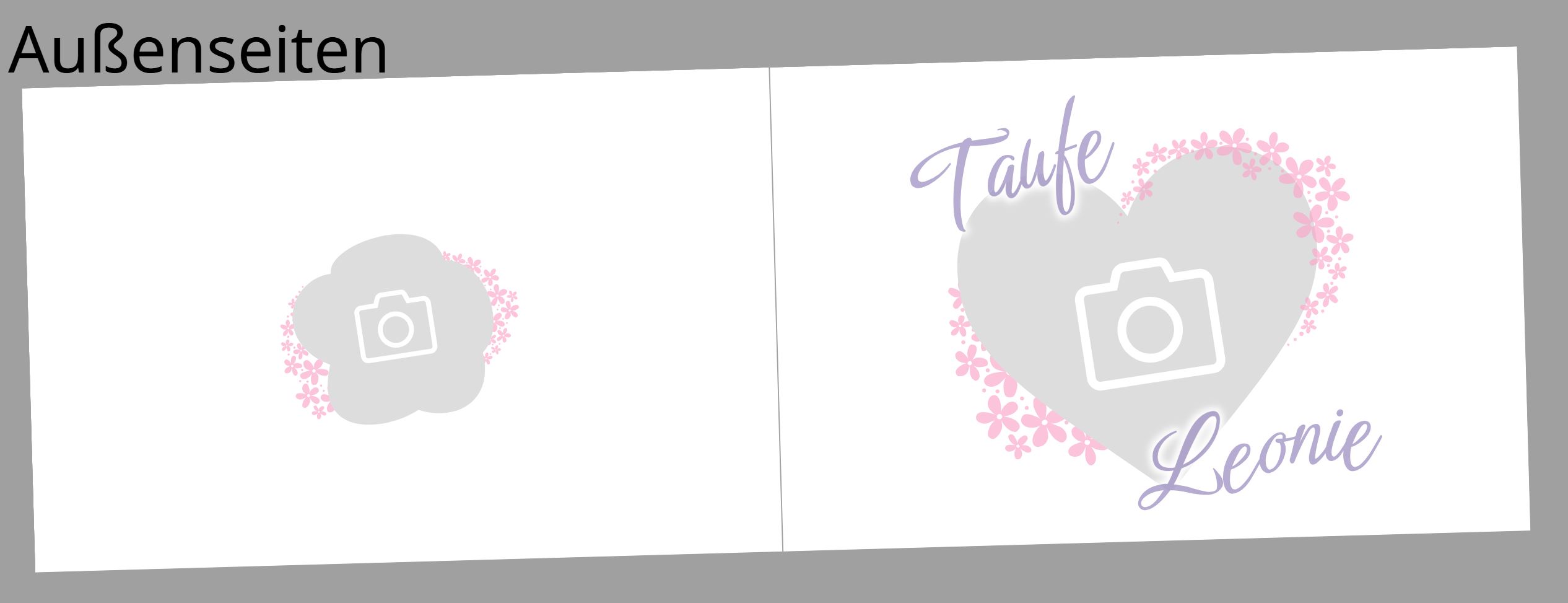 Personalisierbare Taufe Einladungskarte mit eigenen Fotos in verschiedenen Formen und Sofortbildoptik