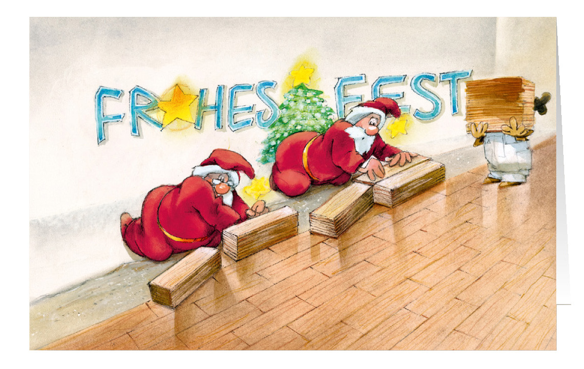 Weihnachtskarte Branchenkarte Parkett Fußboden Frohes Fest