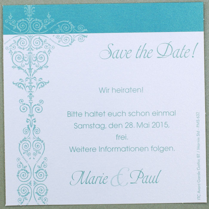 Universalkarte (2 Stück) weiß metallic azur Ornament ba723598