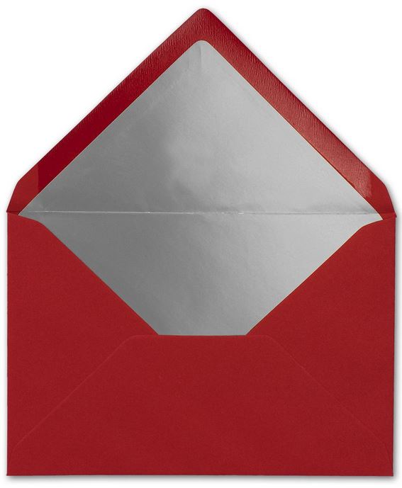 Briefumschlag DIN C6, 16,2 x 11,4 cm, nassklebend, 120g, dunkelrot mit silbernem Innenfutter