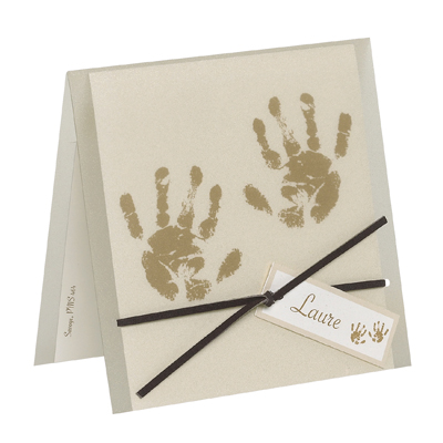 Geburtskarte bräunlich mit Handabdruck Folie bm588058