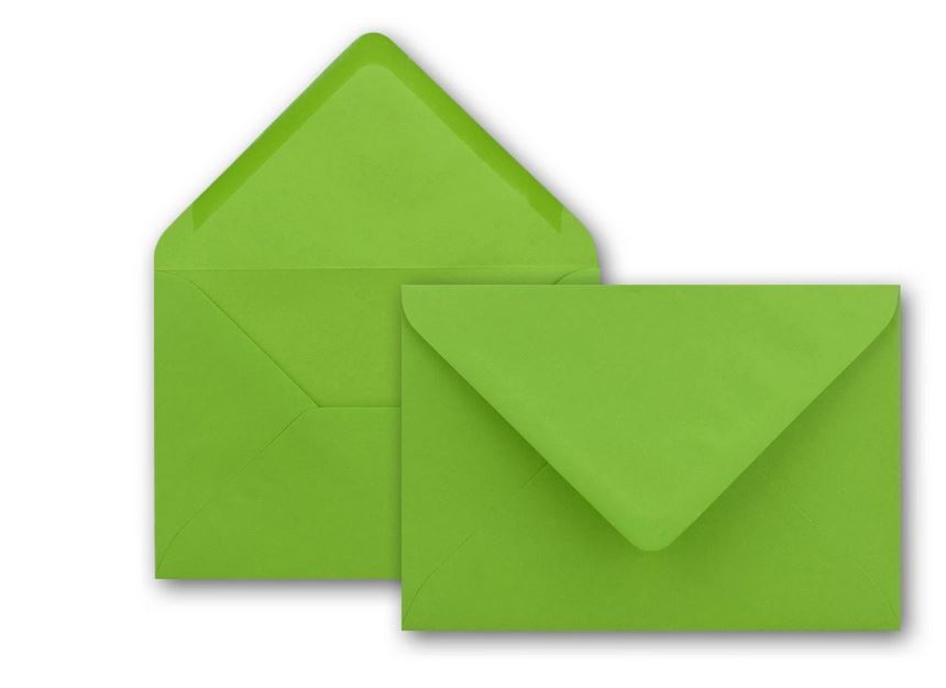 Briefumschlag DIN B6, 17,6 x 12,5 cm in hellgrün, Nassklebung 
