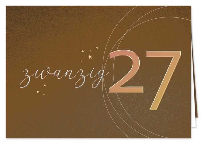 Exklusive Neujahrskarte in bronze-metallic mit Folienprägung und Spende zugunsten Kinder-Krebs-Stiftung
