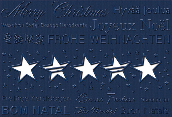 Weihnachtskarte nachtblau international mit Reliefprägung und Stanzung inkl. wählbarem Einleger