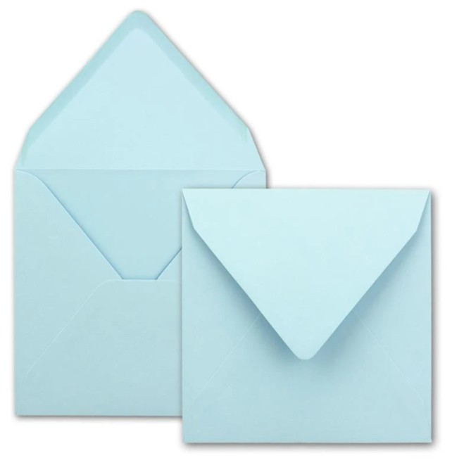 Quadratischer Briefumschlag, hellblau 110g/qm, mit Nassklebung