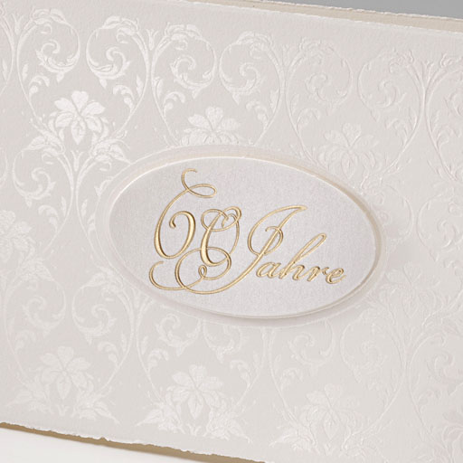Jubiläumskarte mit Applikation 50, 60 und 75 Jahre Goldhochzeit