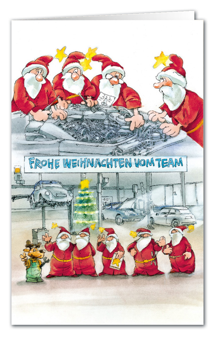 Weihnachtskarte Branchenkarte Teamkarte Autohaus Frohe Weihnachten vom Team