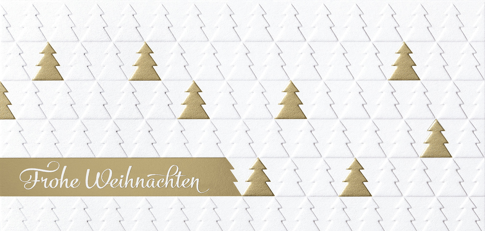 Weihnachtskarte weiß Frohe Weihnachten Goldfolie Reliefprägung