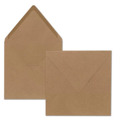 Briefumschlag 15,5 x 15,5 cm sandbraun, nassklebend, quadratisch ohne Fenster