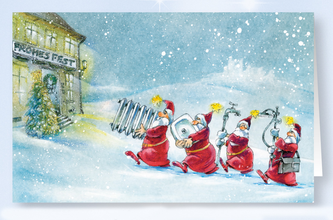 Weihnachtskarte Branchenkarte für Heizungsbauer und Sanitärbetr.