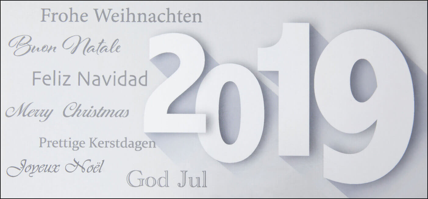 Festtagskarte mit Jahreszahl 2019