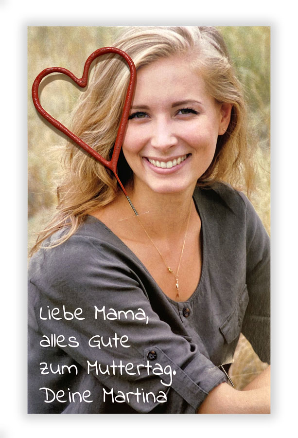 Muttertags Glückwunschkarte mit eigenem Foto und Herz-Wunderkerze