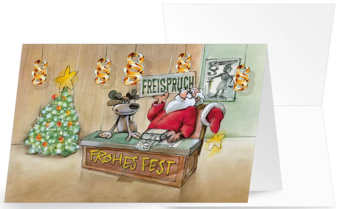 Branchen-Weihnachtskarte für Rechtsanwaltskanzlei mit Weihnachtsgruß "Frohes Fest"