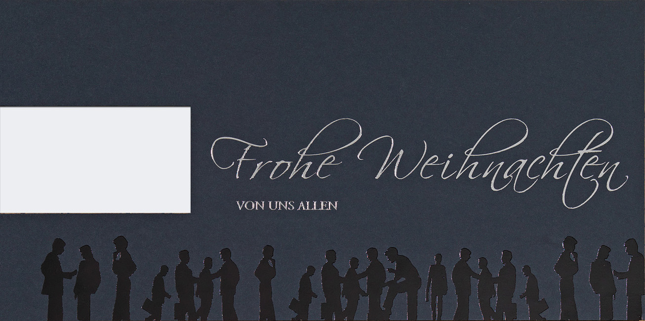 Weihnachtskarte Team nachtblau Logokarte Folienprägung schwarz