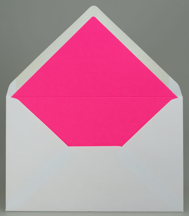 Briefumschlag 18,5x12 cm schneeweiß Futter neon-pink nassklebend