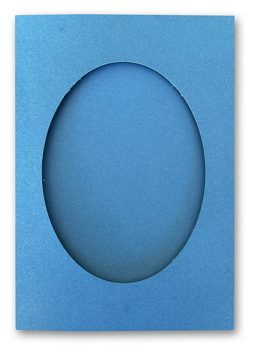 5er-Pack Passepartoutkarte / Fotokarte in blau mit cremefarbenem Briefumschlag