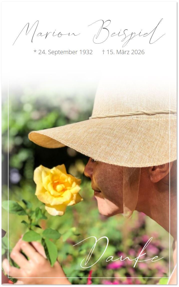 Erinnerungs-Foto Trauer-Danksagungskarte 2-Seitig Einzelkarte