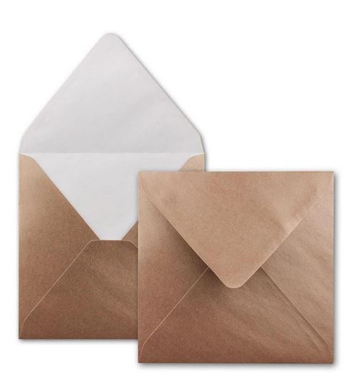 Briefumschlag 15,5x15,5 cm bronze-metallic mit Nassklebung