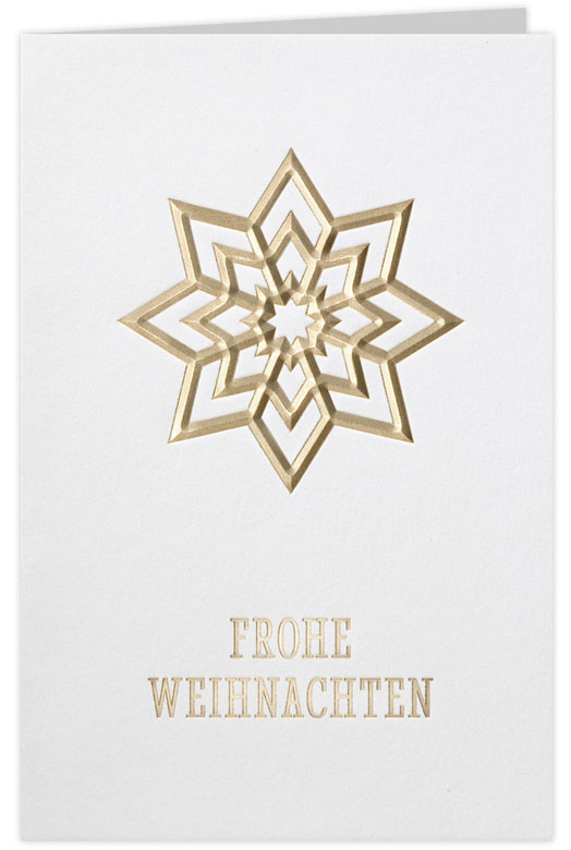 Weihnachtskarte cremefarben mit goldenem Stern als Relief