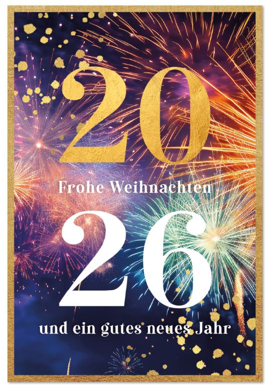 Spendenkarte "Fest der Lichter" mit Feuerwerk und Jahreszahl 2026 sowie gutem Zweck: Deutscher Kinderschutzbund e.V.