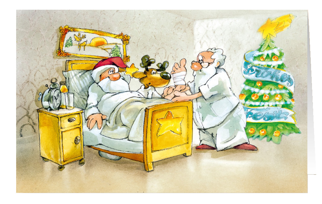 Weihnachtskarte Branchenkarte Pflegedienst Krankenhaus Frohes Fest