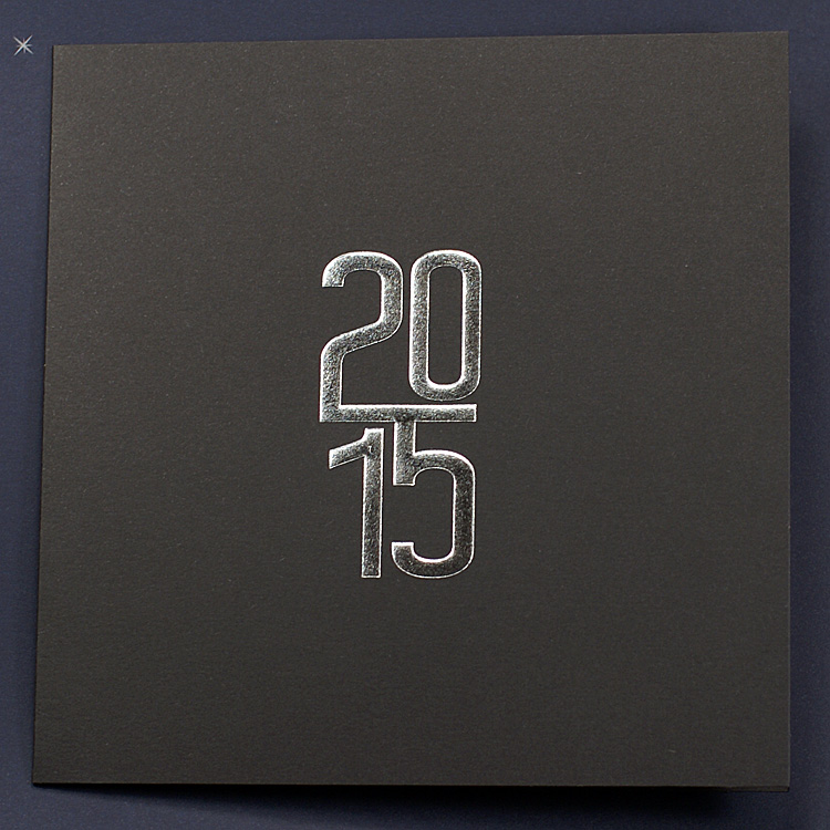 Neujahrskarte quadratisch m. Silberfolienprägung Jahreszahl 2015