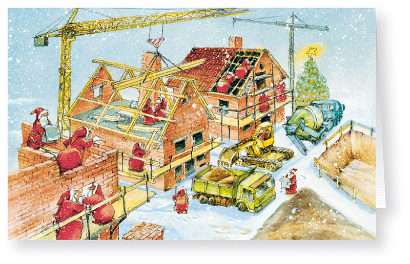 Weihnachtskarte Branchenkarte Hausbau Neubau Handwerker