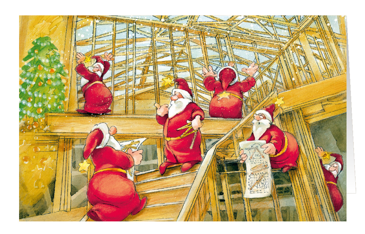 Weihnachtskarte Branchenkarte Holzbau Zimmerei Dachstuhl