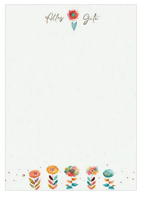 Glückwunsch-Briefpapier für viele Anlässe mit "Alles Gute" und bunten Blumen, DIN A4
