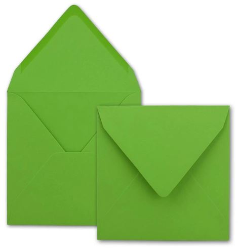 Briefumschlag 15,5 x 15,5 cm hellgrün, nassklebend, quadratisch ohne Fenster