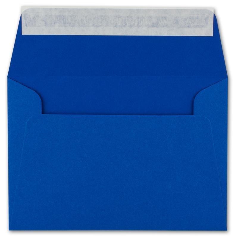Offener Briefumschlag im Format B6 17,6 x 12,5 cm royalblau mit Haftklebung