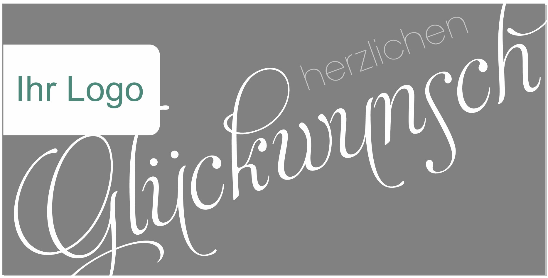 Firmen-Logo Glückwunschkarte in anthrazitgrau aus Perlmuttkarton mit Fensterstanzung