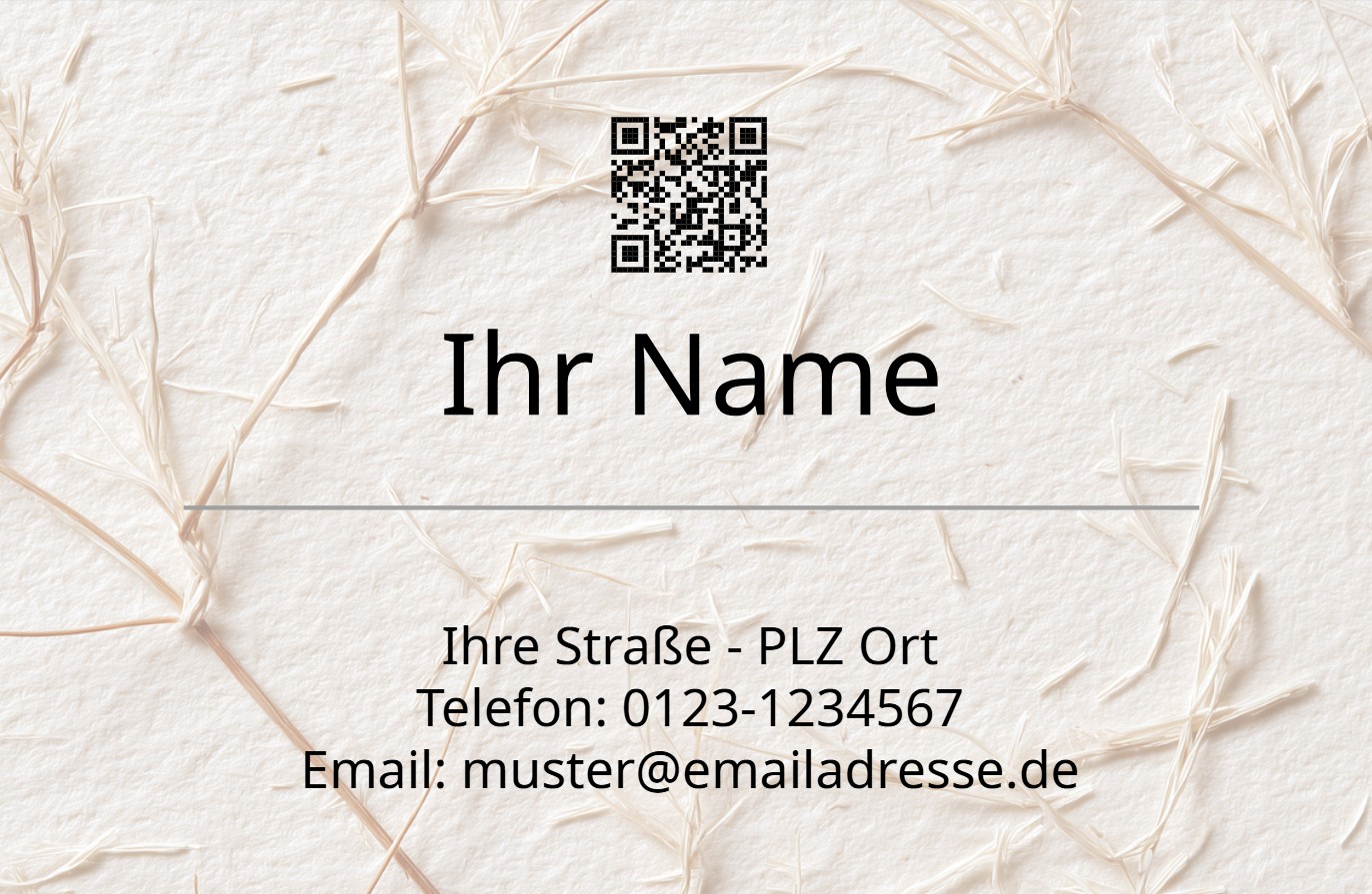 Paprus Papier Individuell selbst zu gestaltende Visitenkarte mit vielen Schriften, Motiven und Hintergrundvorlagen oder eigene PDF Datei hochladen.